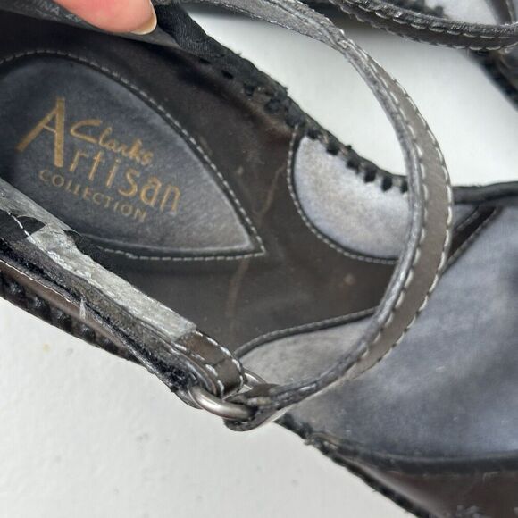 Vtg Clarks Artisan Sandals 9M Buckle Straps Mary Jane Wedge Retro Boho 74150 - Picture 14 of 14